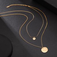 New Simple Coin Two-layer Metal Disc Multi-layer Neck Chain Wholesale main image 4