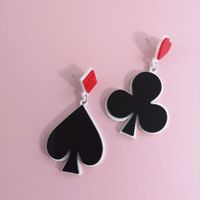 New Fashion Playing Card Spade Plum Earrings Red Square Peach Heart Earrings For Women Wholesale main image 2