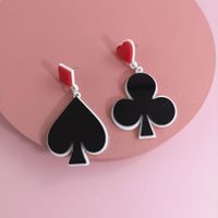 New Fashion Playing Card Spade Plum Earrings Red Square Peach Heart Earrings For Women Wholesale main image 3