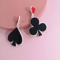 New Fashion Playing Card Spade Plum Earrings Red Square Peach Heart Earrings For Women Wholesale main image 4