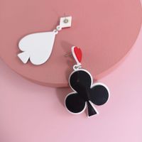 New Fashion Playing Card Spade Plum Earrings Red Square Peach Heart Earrings For Women Wholesale main image 5
