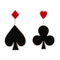 New Fashion Playing Card Spade Plum Earrings Red Square Peach Heart Earrings For Women Wholesale main image 6