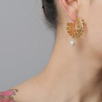 Fashion C Shape Plating Alloy Artificial Gemstones Earrings Ear Studs main image 2
