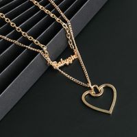New Fashion English Alphabet Necklace Hollow Hollow Pendant Two-piece Clavicle Chain Wholesale main image 3