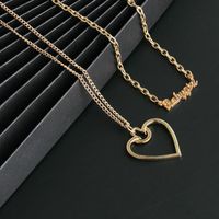 New Fashion English Alphabet Necklace Hollow Hollow Pendant Two-piece Clavicle Chain Wholesale main image 4