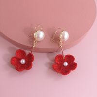 New Fashion Knitted Flower Earrings For Women Wholesale main image 4