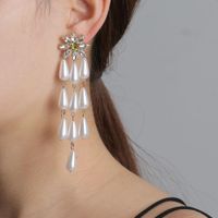 New Fashion Flower Pearl Drop Earrings For Women Wholesale main image 1