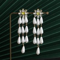 New Fashion Flower Pearl Drop Earrings For Women Wholesale main image 3