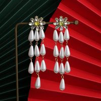 New Fashion Flower Pearl Drop Earrings For Women Wholesale main image 4