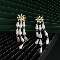 New Fashion Flower Pearl Drop Earrings For Women Wholesale main image 6