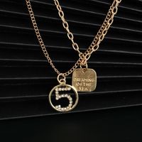 New Fashion English Square Brand Necklace Hollow 5 Word Diamond Pendant Two-piece Clavicle Chain main image 1