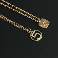 New Fashion English Square Brand Necklace Hollow 5 Word Diamond Pendant Two-piece Clavicle Chain main image 4