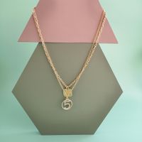 New Fashion English Square Brand Necklace Hollow 5 Word Diamond Pendant Two-piece Clavicle Chain main image 5