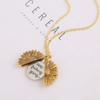 New Fashion Double-layer Lettering Sunflower Necklace Alloy Flowers Short Neck Chain Women Wholesale main image 1