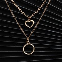 New Fashion Double-layer Retro Hollow Hollow Round Geometric Necklace Pendant For Women Wholesale main image 1