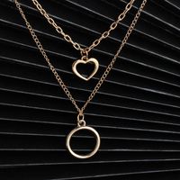 New Fashion Double-layer Retro Hollow Hollow Round Geometric Necklace Pendant For Women Wholesale main image 2