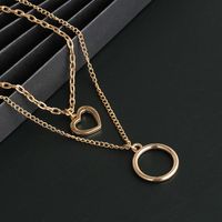 New Fashion Double-layer Retro Hollow Hollow Round Geometric Necklace Pendant For Women Wholesale main image 3