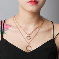 New Fashion Double-layer Retro Hollow Hollow Round Geometric Necklace Pendant For Women Wholesale main image 4