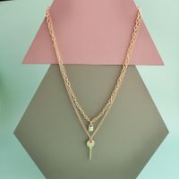 New Fashion Retro Lock Key Pendant Necklace Multi-layer Wild Necklace Wholesale main image 1