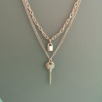 New Fashion Retro Lock Key Pendant Necklace Multi-layer Wild Necklace Wholesale main image 4