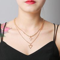 New Fashion Triangle Two-piece Heart Necklace Wholesale main image 3