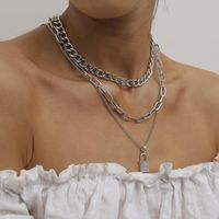 New Fashion Chain Zircon Geometric Item Micro-locked Multi-layer Necklace Wholesale main image 3