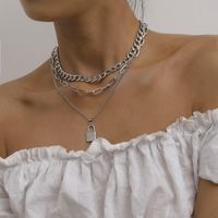 New Fashion Chain Zircon Geometric Item Micro-locked Multi-layer Necklace Wholesale main image 4