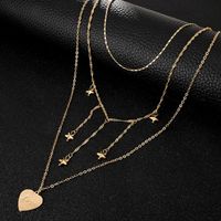 New Fashion Simple Five-pointed Star Heart-shaped Lettering Necklace Set Wild Sweater Chain Wholesale main image 5