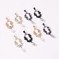 Korean New Long Pearl Pendant Earrings Fashion Geometric Hollow Alloy Diamond Earrings main image 3