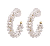 Fashion C Shape Inlaid Pearls Alloy Artificial Gemstones Earrings Ear Studs sku image 1