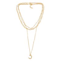 New Fashion Geometric Moon Pendant Necklace Multilayer Alloy Necklace Wholesale sku image 1