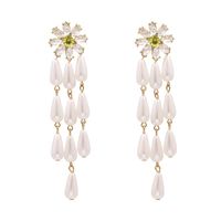 New Fashion Flower Pearl Drop Earrings For Women Wholesale sku image 1