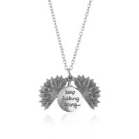 New Fashion Double-layer Lettering Sunflower Necklace Alloy Flowers Short Neck Chain Women Wholesale sku image 2