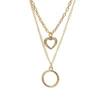New Fashion Double-layer Retro Hollow Hollow Round Geometric Necklace Pendant For Women Wholesale sku image 1