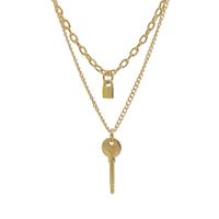 New Fashion Retro Lock Key Pendant Necklace Multi-layer Wild Necklace Wholesale sku image 1