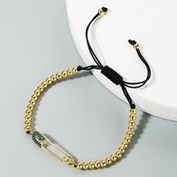 New Fashion Retro Cactus Gold Color Inlay Zircon Copper Beads Adjustment Caibao Bracelet Wholesale sku image 1