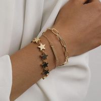 New Fashion Simple Hip-hop Cross Chain Bracelet Generous Star Word Suit Bracelet sku image 1