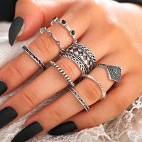 New Fashion Retro Black Diamond Ring 8 Piece Hollow Diamond Set Ring sku image 2