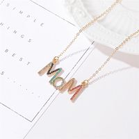 Mother&#39;s Day New Fashion Diamond Diamond Mom Letter Necklace Simple Color Diamond Clavicle Chain Wholesale main image 3