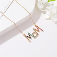 Mother&#39;s Day New Fashion Diamond Diamond Mom Letter Necklace Simple Color Diamond Clavicle Chain Wholesale main image 4