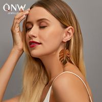New Fashion Exaggerated Wild Leaves Long Section Simple Metal Banana Leaf Earrings Wholesale main image 1
