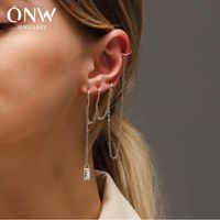 New Fashion Long Zircon Earrings Multi-layer Chain Tassel Ear Clip Single Ear Bone Clip Wholesale main image 1