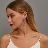 New Long Earrings Super Flash Zircon Water Drop Earrings Crystal Bridal Earrings Wholesale main image 3