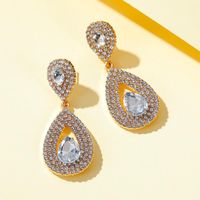 New Long Earrings Super Flash Zircon Water Drop Earrings Crystal Bridal Earrings Wholesale main image 4