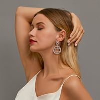 New Fashion Exaggerated Full Diamond Round Earrings Geometric Hollow Earrings Wholesale main image 3