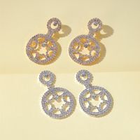 New Fashion Exaggerated Full Diamond Round Earrings Geometric Hollow Earrings Wholesale main image 4