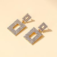 New Fashion Exaggerated Long Paragraph Flash Diamond Geometric Earrings Simple Hollow Square Earrings main image 4