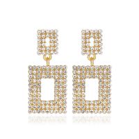 New Fashion Exaggerated Long Paragraph Flash Diamond Geometric Earrings Simple Hollow Square Earrings main image 6