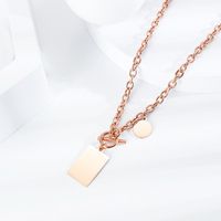 Stainless Steel Female Ot Buckle Jewelry Can Be Lettering Pendant Hip-hop Fashion Geometric Square Brand Disc Clavicle Chain main image 5