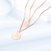 New Fashion Wild Double Stainless Steel Round Card Lettering Pendant Geometric Necklace Wholesale main image 3